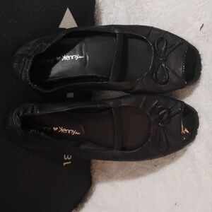 Penny Loves kenny Black Ballet Flats with Bow Detail